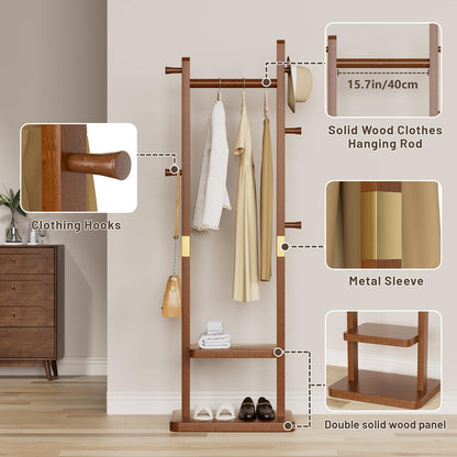 Taitiy clothes rack — freestanding design with shelves and hooks for storage