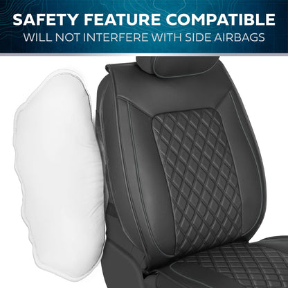 Vehicle seat cover — MotorBox prestige edition leather seat cover set in black and gray