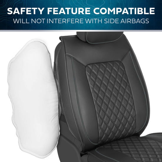 Vehicle seat cover — MotorBox prestige edition leather seat cover set in black and gray