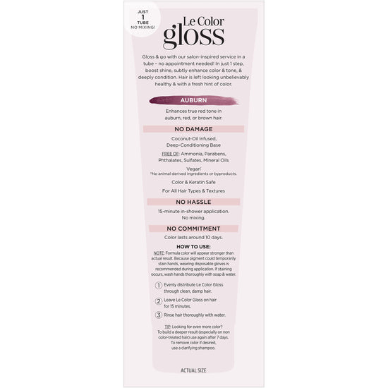 L'Oreal Paris hair coloring agent — One step toning gloss in copper, 4 fl oz.