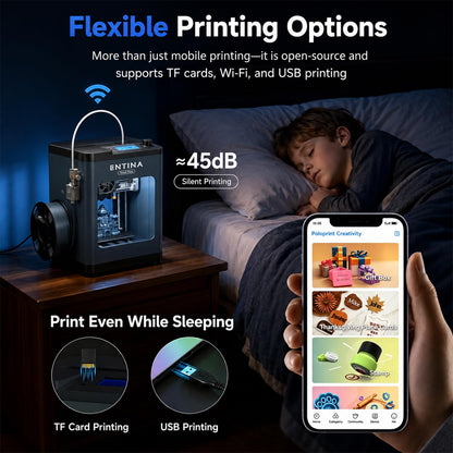 Entina Tina2 Plus 3D printer — fast 3D printing with auto leveling and WiFi