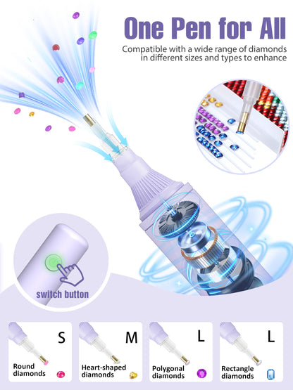 Orawiss electric diamond painting pen — cordless and rechargeable design in purple