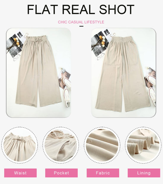 Dokotoo pants — Casual elastic waist wide leg design with pockets