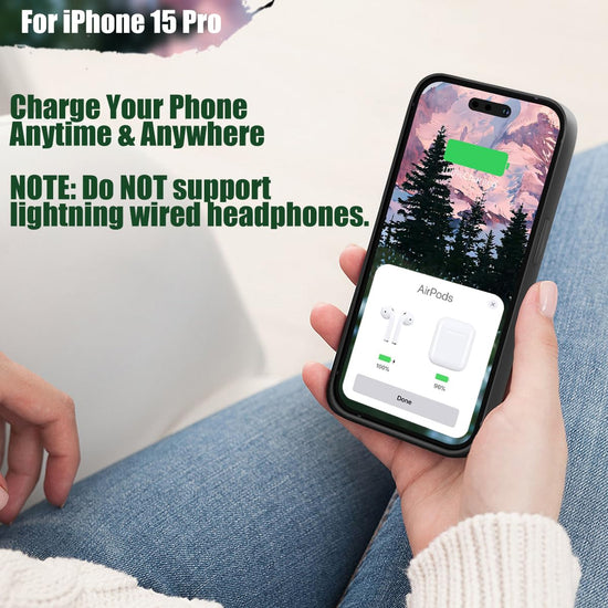 Sitong battery case — 5000mAh rechargeable for iPhone 15 Pro, black