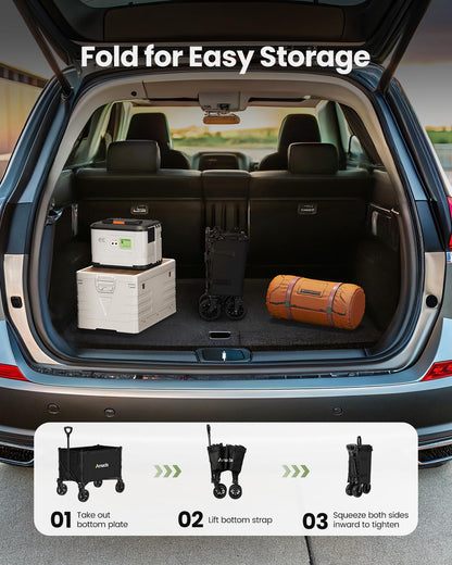 Utility cart wagon — Foldable with 220 lbs capacity and expandable storage