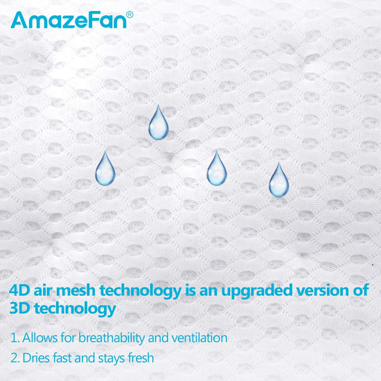 AmazeFan bath pillow — 4D air mesh technology with 7 suction cups for support