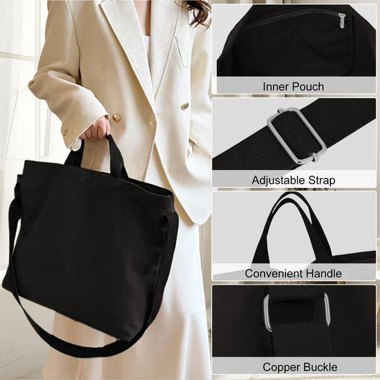 Glintivo women's canvas tote bag - inside out design with adjustable strap for work and travel