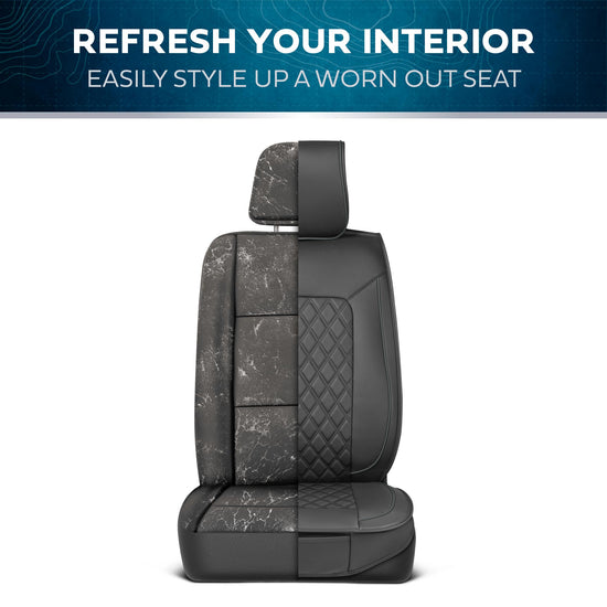 Vehicle seat cover — MotorBox prestige edition leather seat cover set in black and gray