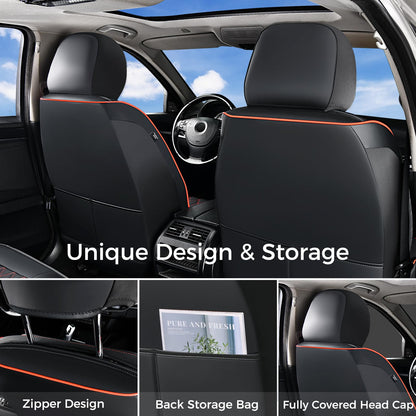 Huidasource vehicle seat covers - leather front seat cover with side stretch fabric
