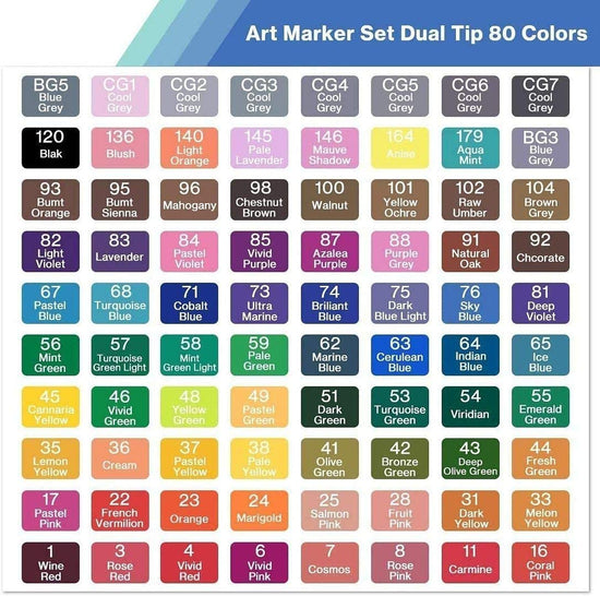 Marking pen — Zechoma dual tip alcohol markers in 80/120/262 colors
