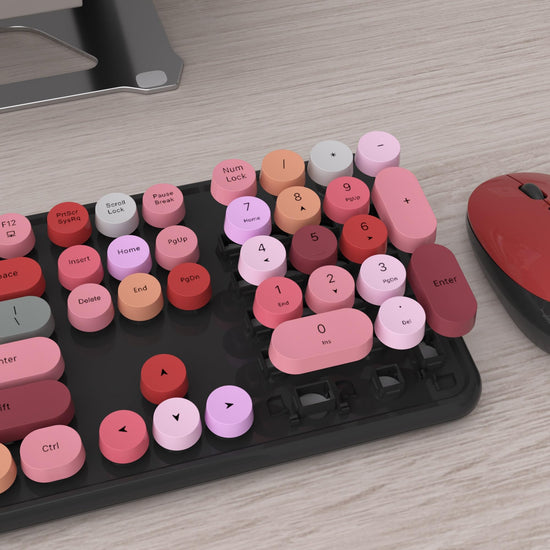 UBOTIE keyboard and mouse set — colorful design with flexible keys and optical mouse