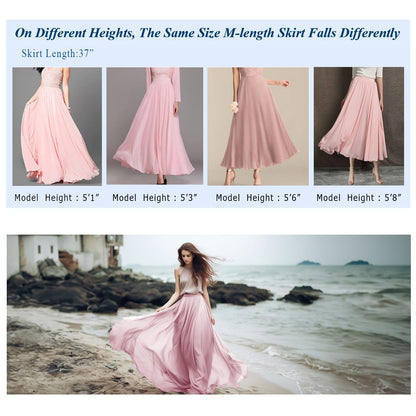 v28 women pleated retro maxi skirt - full length chiffon