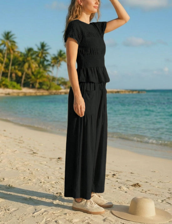 Antnation coordinated outfit with smocked top and wide-leg pants set