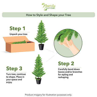 Nearly Natural artificial tree — 4ft faux cedar with nursery planter and UV resistance