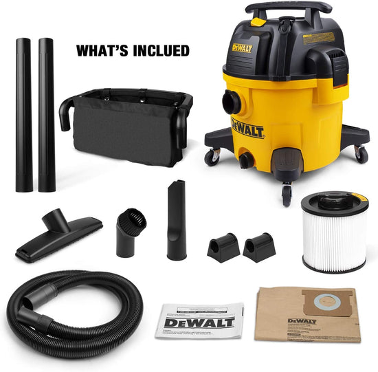 DEWALT vacuum cleaner — 9 gallon poly wet/dry design for workshop and jobsite.