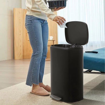 BIQWBIC trash can with lid and foot pedal, stainless steel design, 50 liter capacity