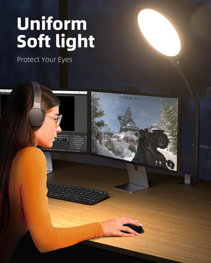 Weilisi 10.2 desk ring light — 360° adjustable with stand and C-clamp