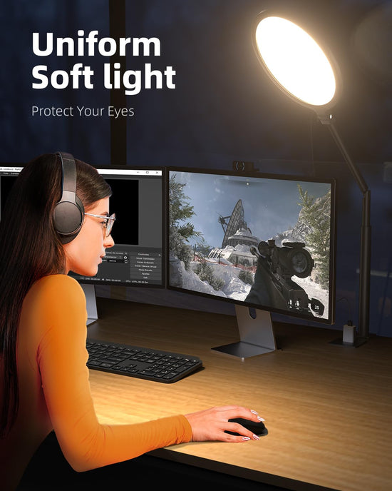 Weilisi 10.2 desk ring light — 360° adjustable with stand and C-clamp