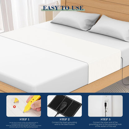 Grounding Sheet for All Mattress Sizes, with grounding Cord and Test Pen (Eggshell, 105 * 23inch)