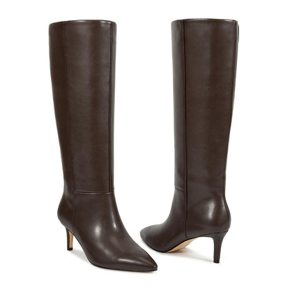 Wetkiss knee high boots — Pointed toe with crocodile texture and side zipper