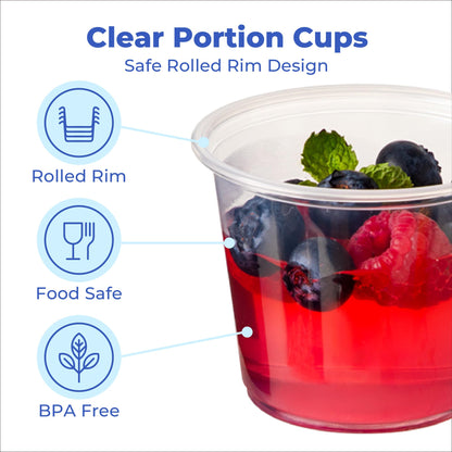 Fit Meal Prep condiment cups — BPA free and stackable for portioning and samples