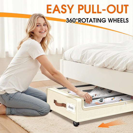 Storage box — Under bed drawers with wheels and clear window
