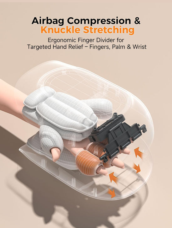 Hand Massager with Heat, Individual Fingers Stretching Massage, Champagne