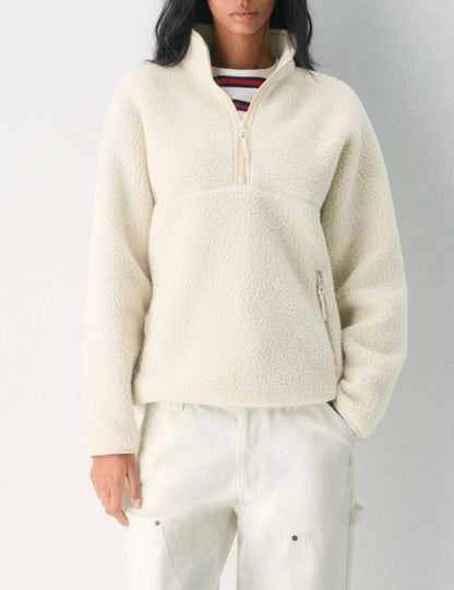 Aimiray fleece pullover coat - trendy half zip design with side pockets
