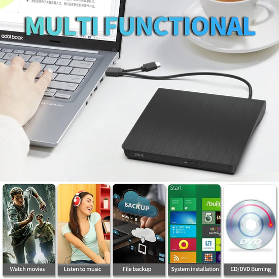 Optical disc drive — Slim and portable USB 3.0 and Type-C reader and writer for multiple systems
