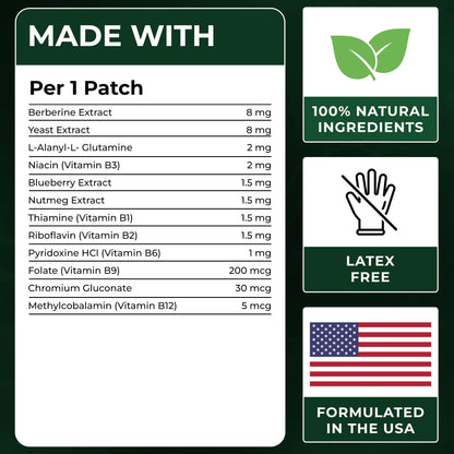 VIORY Berberine Patches | Berberine Patch with L-Glutamine, Garcinia Cambogia, Resveratrol for Women & Men | 60 Days Supply