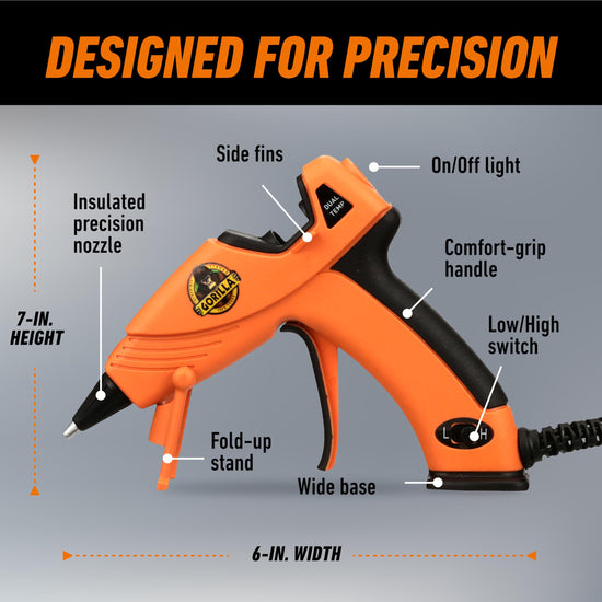 Gorilla hot glue gun — Dual temp with precision nozzle and easy squeeze trigger