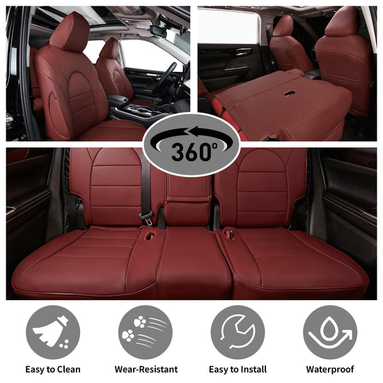 Vehicle seat cover — EKR custom fit leather for Honda Pilot 2016-2022 burgundy