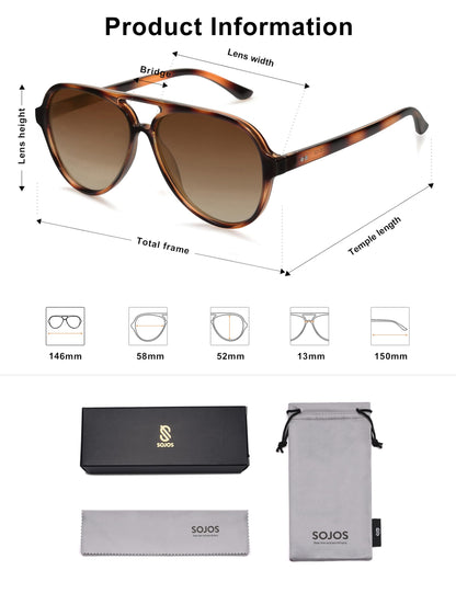 SOJOS polarized aviator sunglasses - retro trendy design for men and women