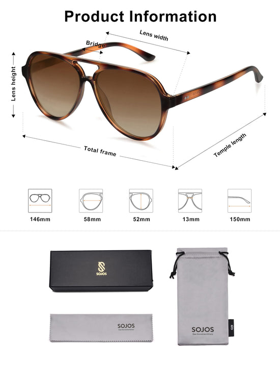 SOJOS polarized aviator sunglasses - retro trendy design for men and women