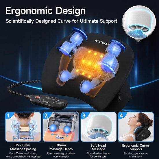 Weyais neck massager — with heat and remote control for pain relief
