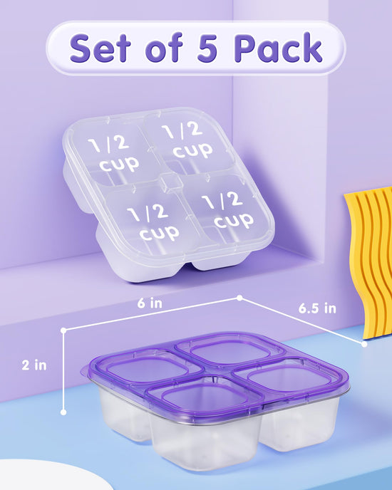 Food storage container — 5 pack divided design in 5 colors for snacks and meals