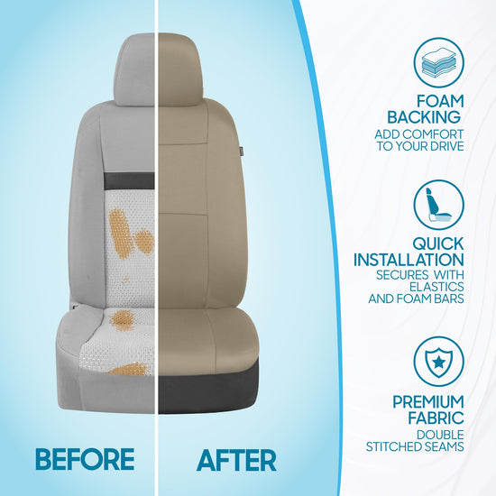 BDK PolyPro car seat covers - Full set in solid beige for front and rear seats