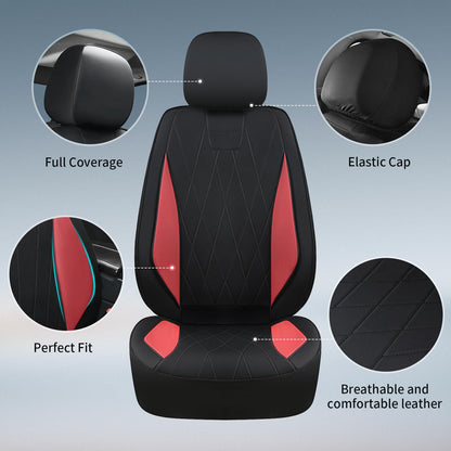 VEHICLE_SEAT_COVER — Leather five-piece set in red and black colors