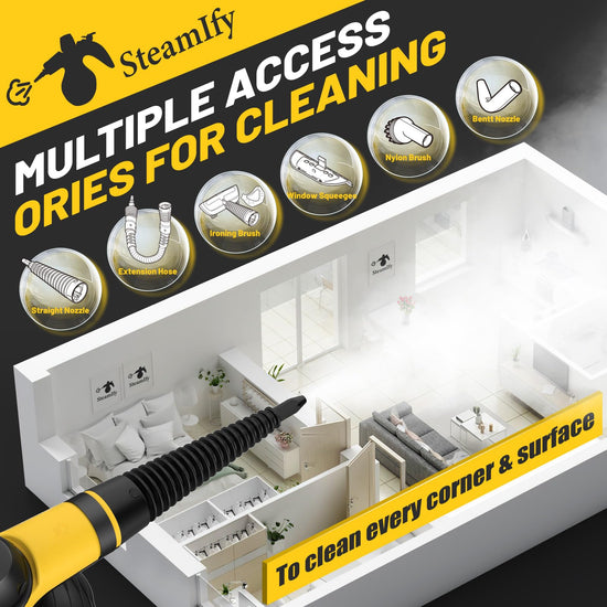 Steam cleaner — Handheld with safety lock and 10 accessories for versatile use