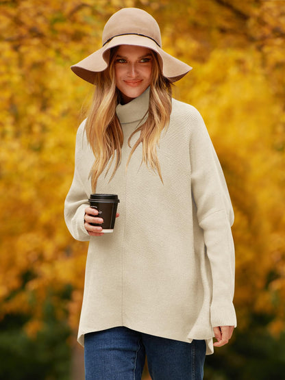 Sweater — Oversized turtleneck batwing style for casual wear