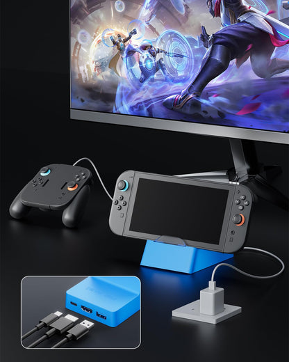CAWOOSOO Blue TV Dock Station for Nintendo Switch 2 and 1