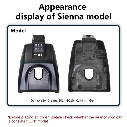 Mangoal 4K dash cam with integrated OEM look for Toyota Sienna 2021-2026, UHD video, GPS, 64GB card