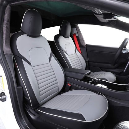EKR vehicle seat cover — Leather full set for Tesla Model X 2020-2023, 7 seats, black/gray