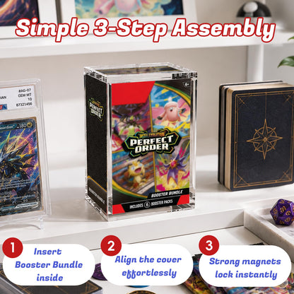 Booster Bundle Acrylic Case – Upgraded Taller Version for Perfect Order & Ascended Heroes, Magnetic Display Case, 5mm Thick Clear Acrylic Storage Box with 3mm Magnet Lid, Stackable Protector