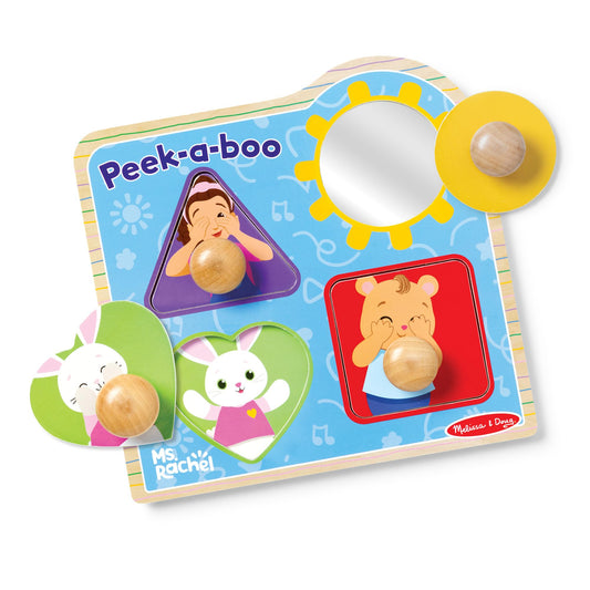 Melissa & Doug® Ms. Rachel™ wooden peek-a-boo jumbo peg puzzle with mirror