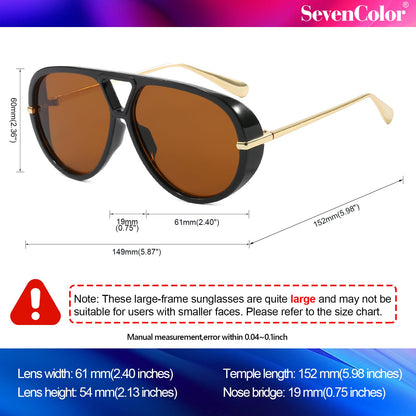 Sunglasses — Trendy oversized aviator style with retro round shield design