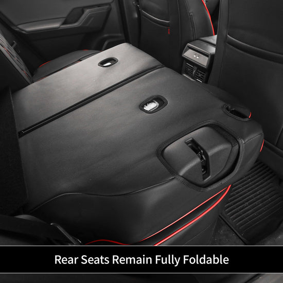 Vehicle seat cover — Custom fit leather for Toyota Rav4 2026 with red piping