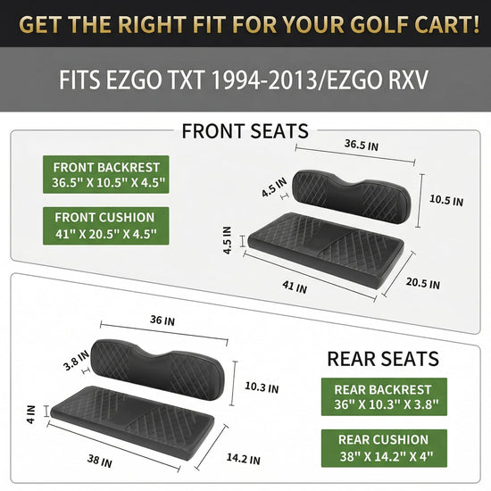 SugarFox vehicle seat cover — PU leather for EZGO TXT and RXV models