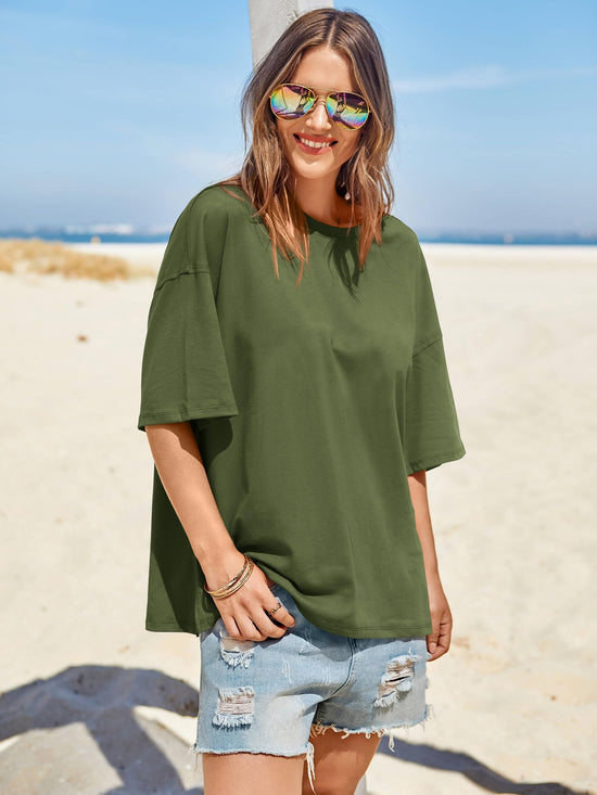 Tankaneo oversized casual t-shirt with side slit