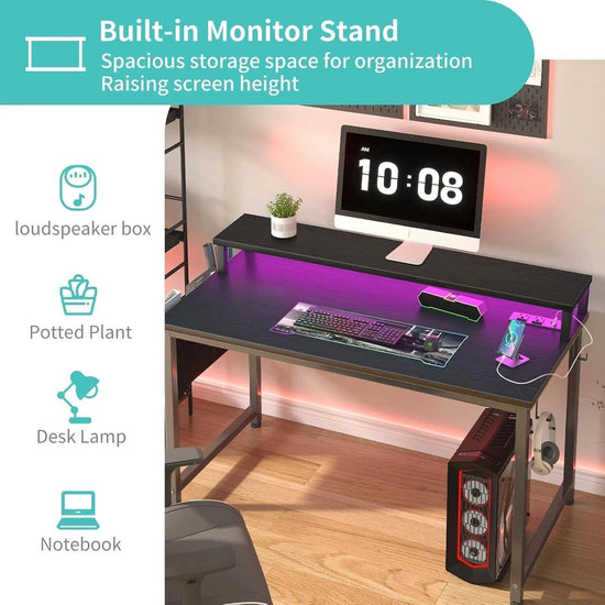 Lufeiya desk with LED lights and power outlets
